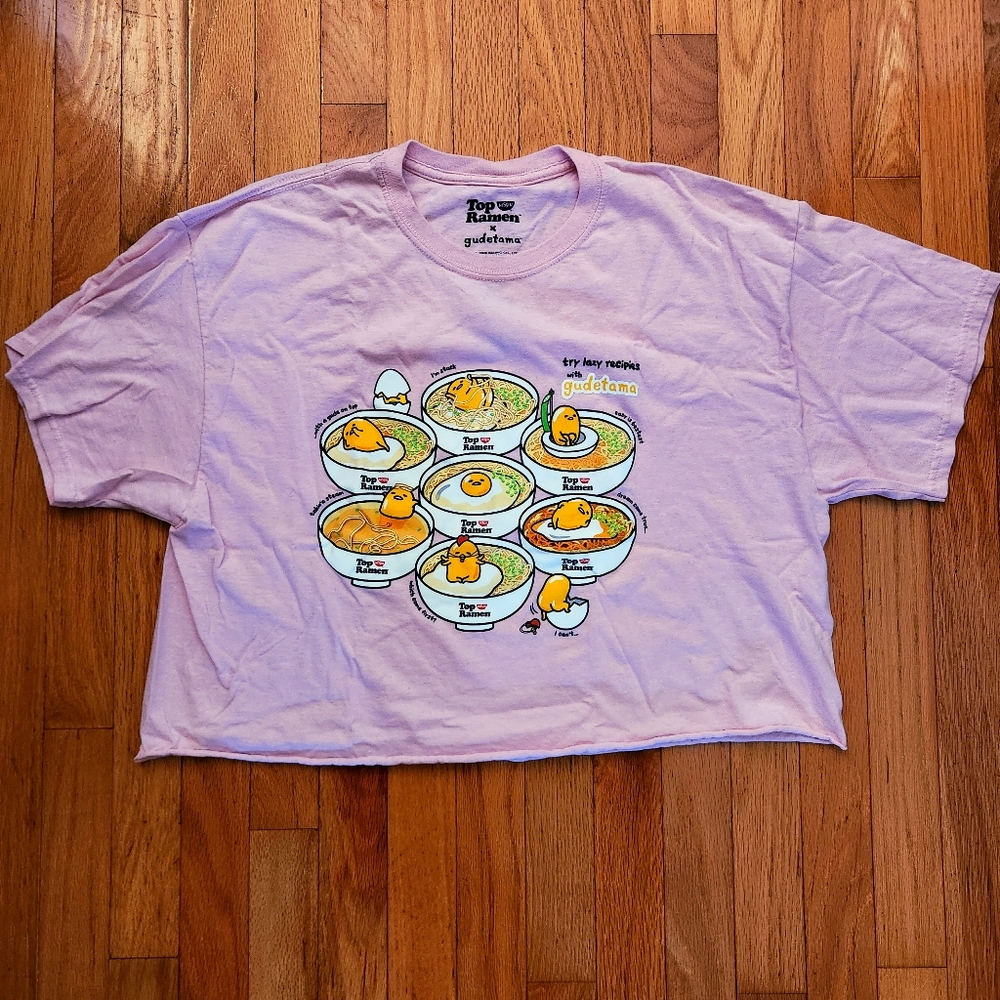 Gudetama X Top Ramen Pink Cropped TShirt Large